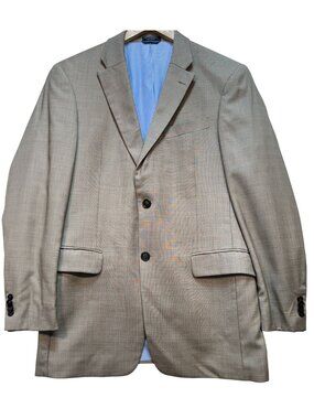 Tommy Hilfiger Men's Wool Blend Two-Button Blazer Long Sleeve Size 38 Tan Solid